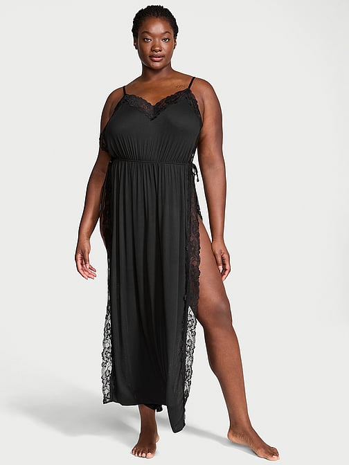 Camisón Largo De Manga Larga Para Mujer - Tallas Grandes, Algodón Suave, Ideal Para Dormir O Estar En Casa En Otoño E Invierno